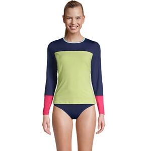 LANDSEND Wms Long  Torso SunShade UPF 50 Long Sleeve Relaxed Rash Guard Swim Tee